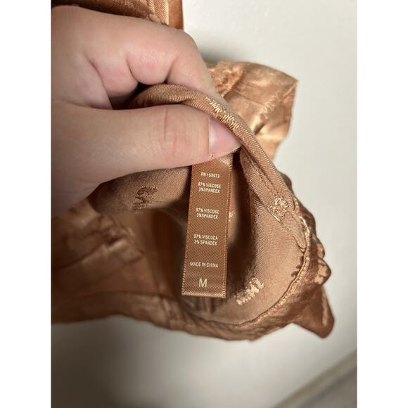 Skims Bronze Jacquard Satin Pajama Sleep Top, Size Medium - Picture 2 of 4